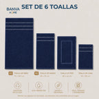 Juego 6 Toalla Valencia Azul