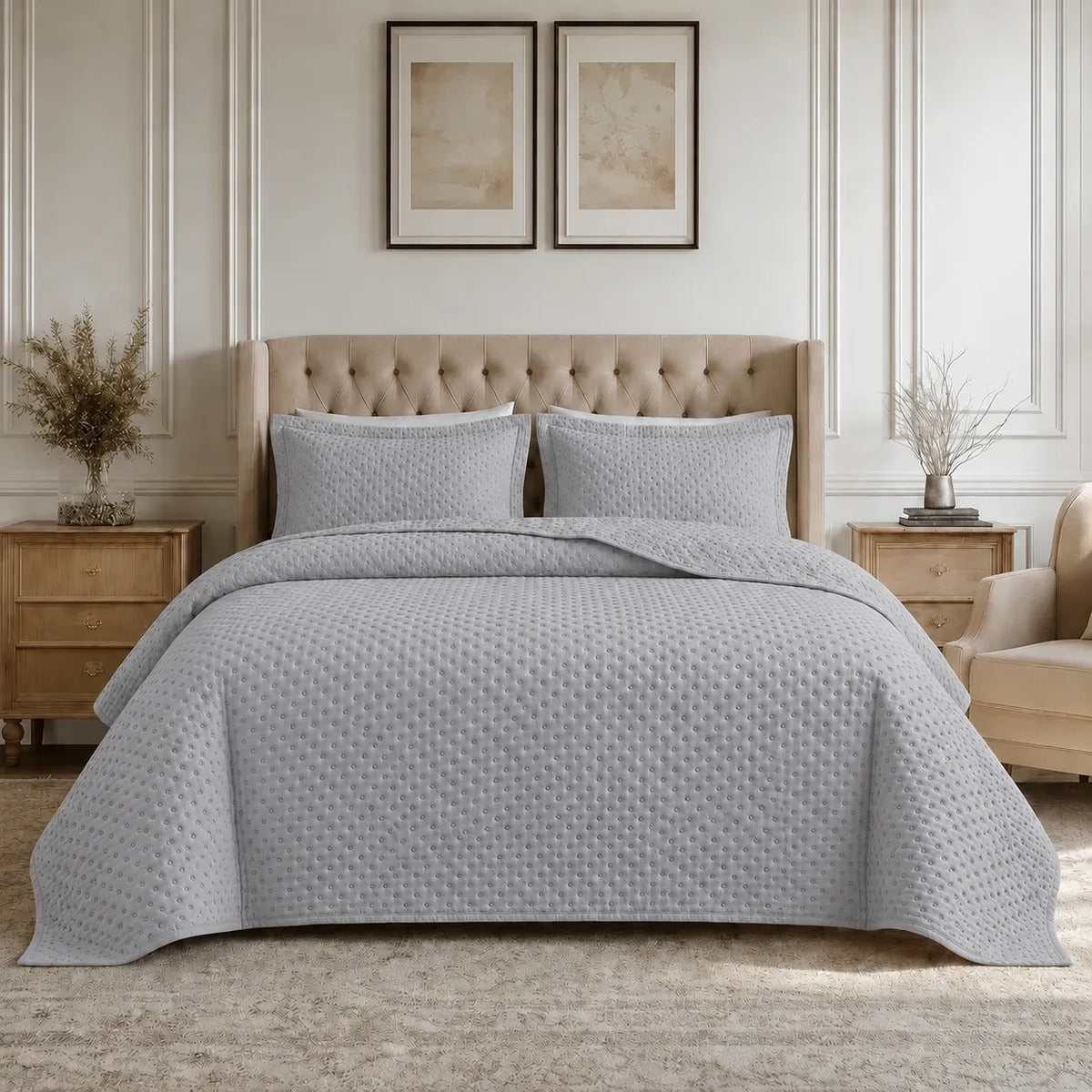 Quilt Atenas Súper King Gris
