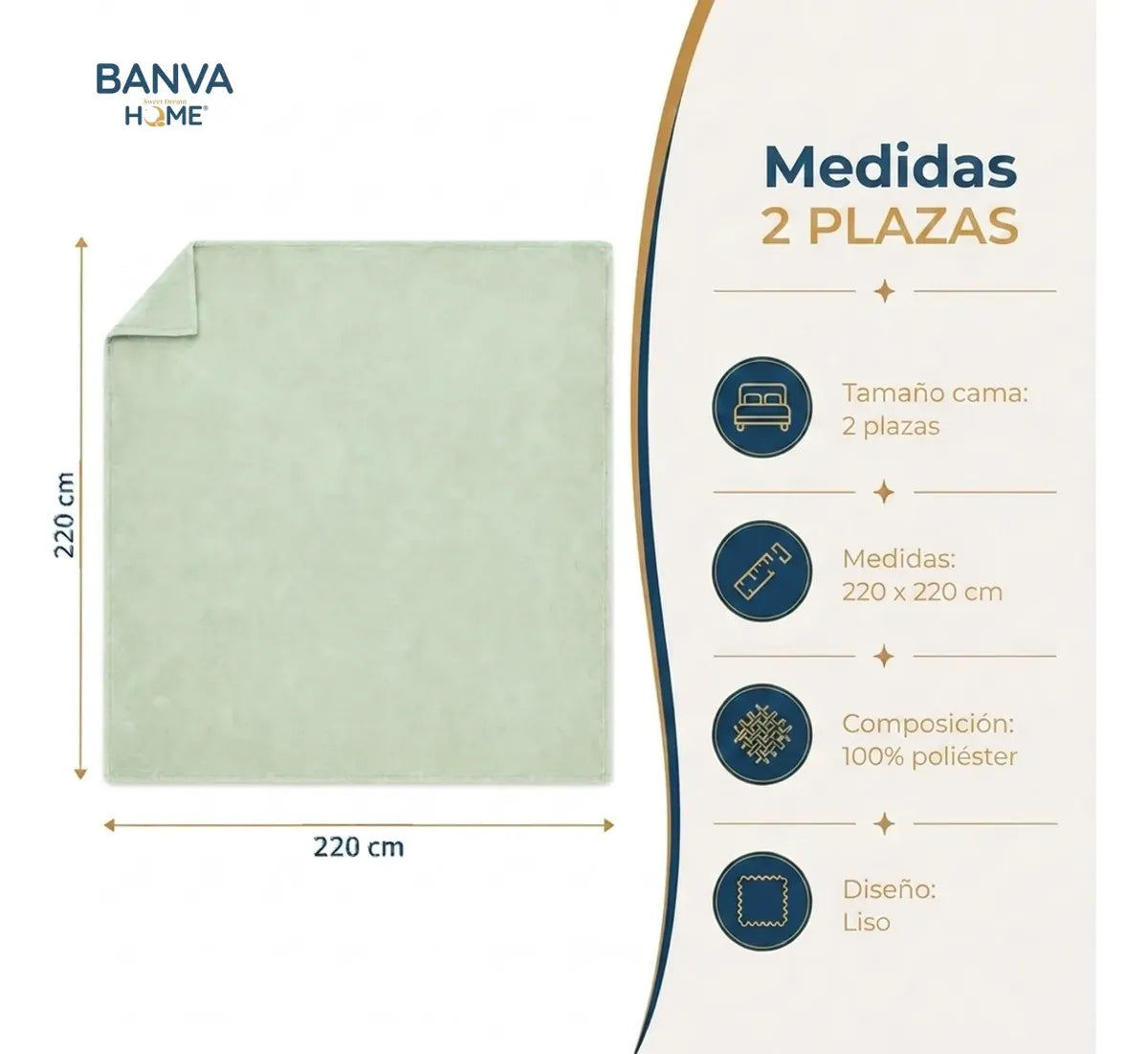 Frazada Illusions Flannel Liso 2 Plazas Verde Olivo