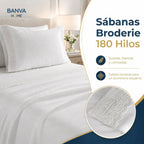 Juego Sábana Illusions 180 Hilos Broderie Liso 1.5 Plazas Blanco