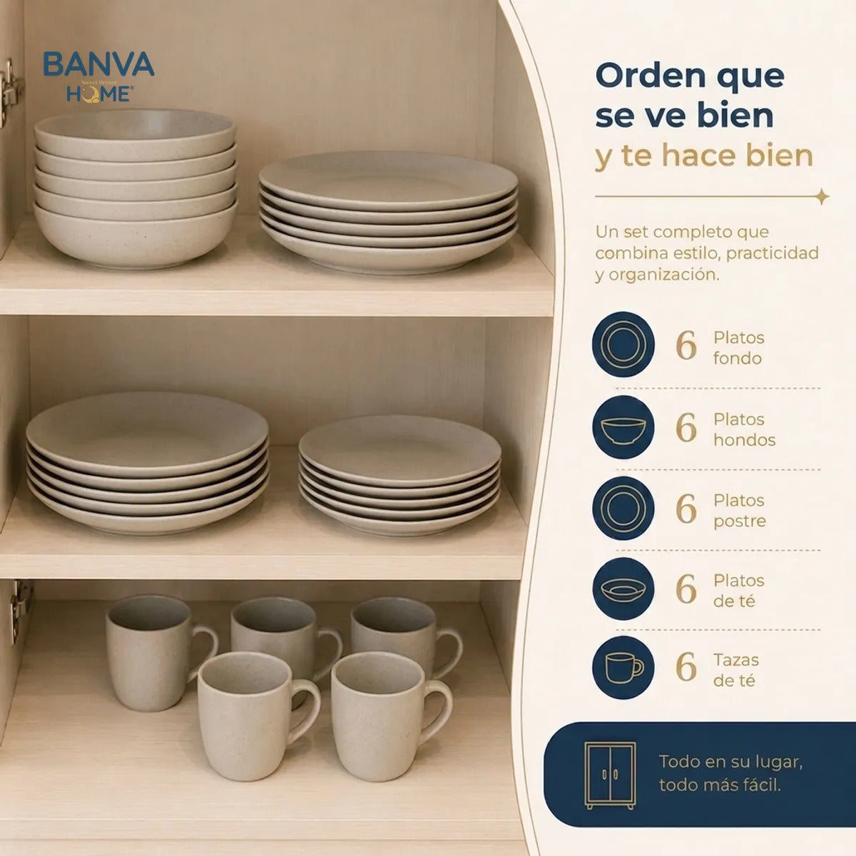 Juego Set Vajilla STW 30pzas Beige