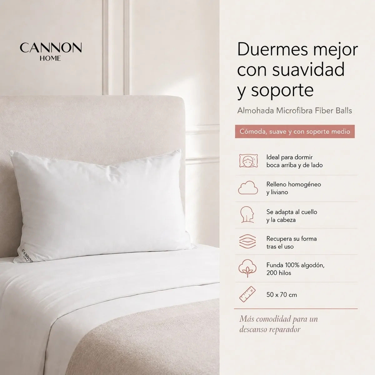 Almohada Cannon 50x70