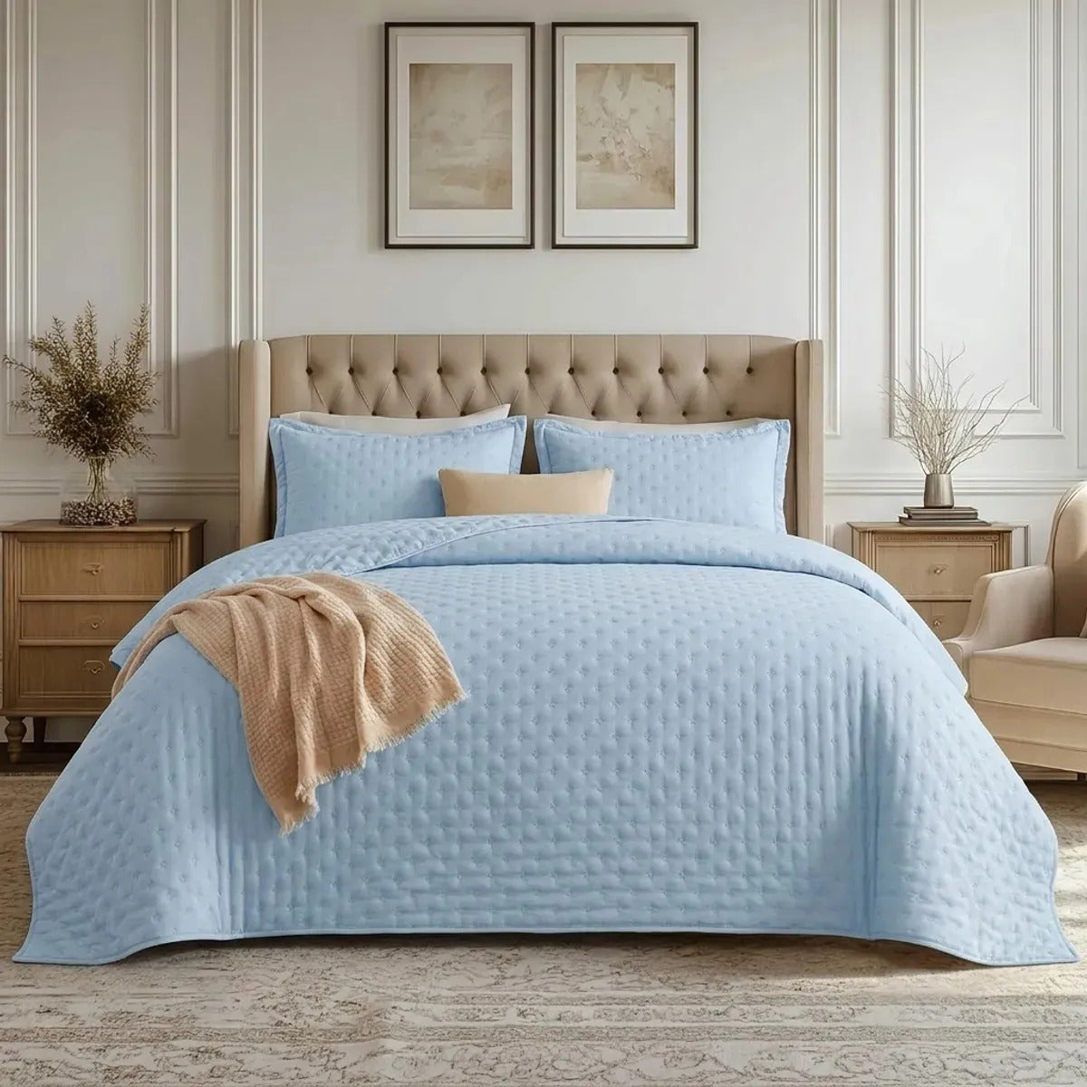 Quilt Roma 2 Plazas Celeste
