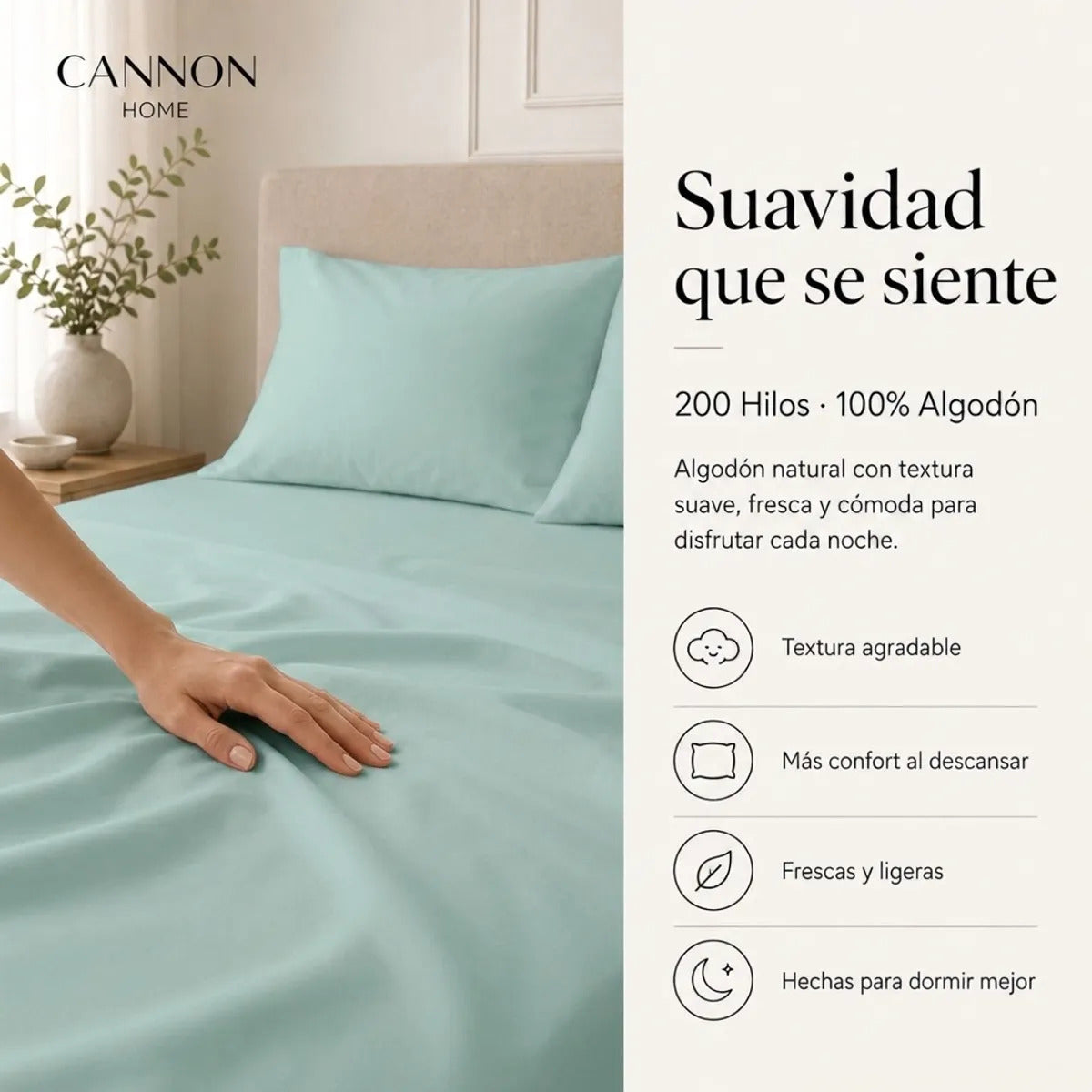 Sábana Elements & Co 200 Hilos Menta 2 Plazas