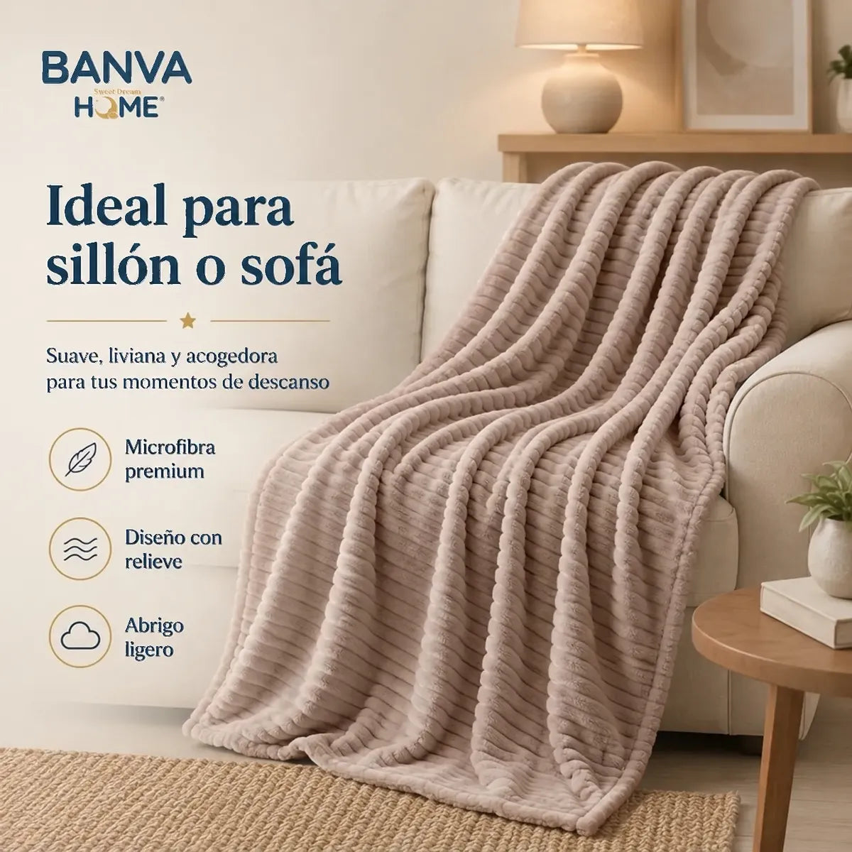 Manta Illusions Flannel Relieve Rosado 150x130 500gr