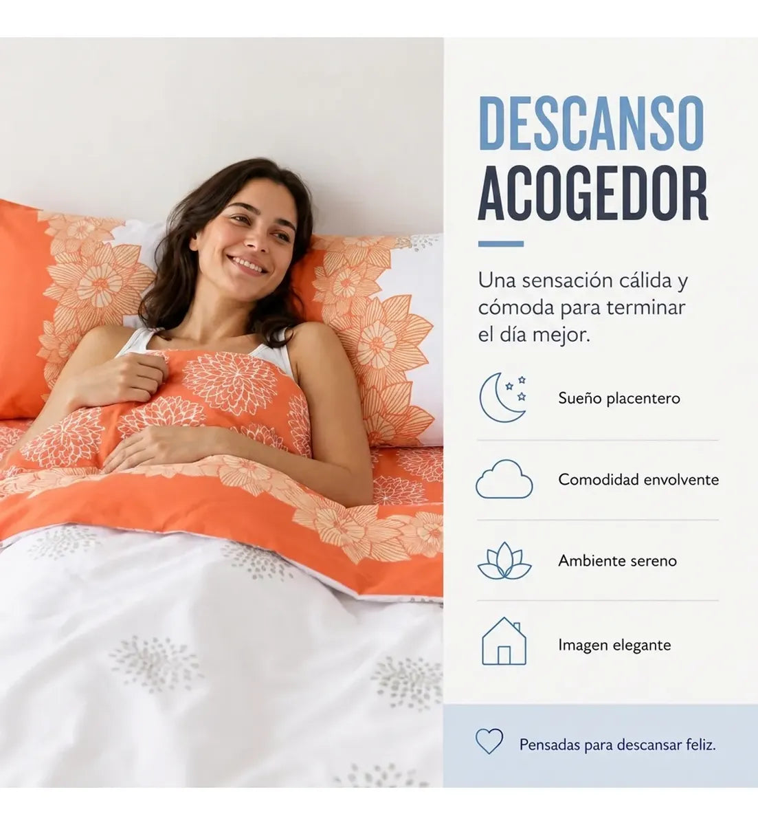Sábana American Family 144 Hilos SIRISEN 2 Plazas Naranja Claro