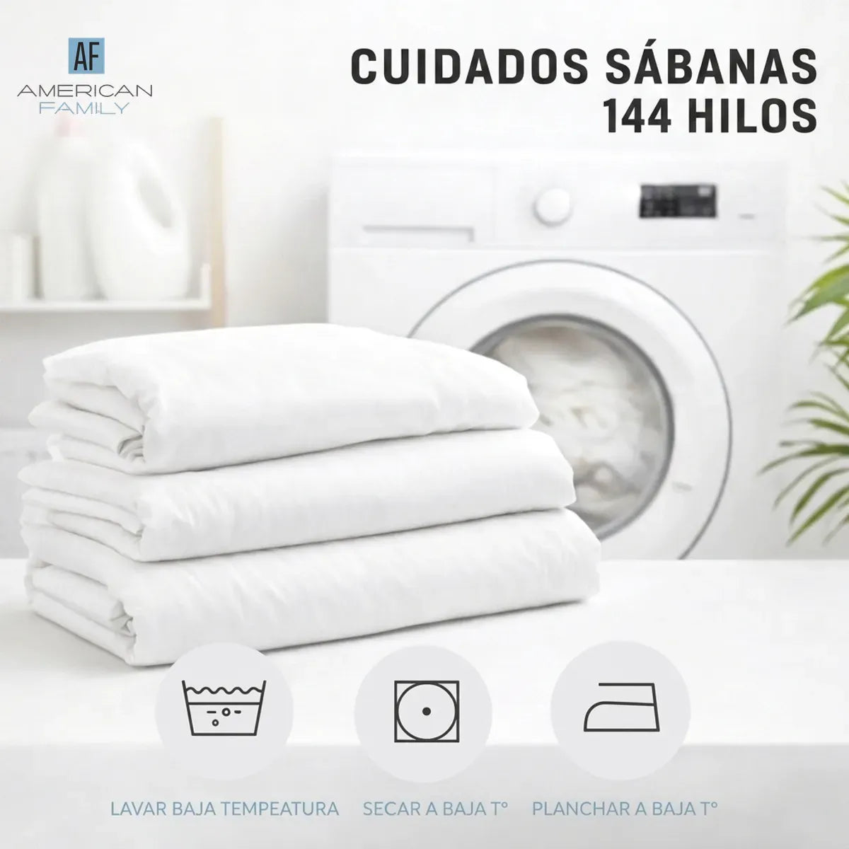 Juego Sábana American Family 144 Hilos Walnut 2 Plazas Gris