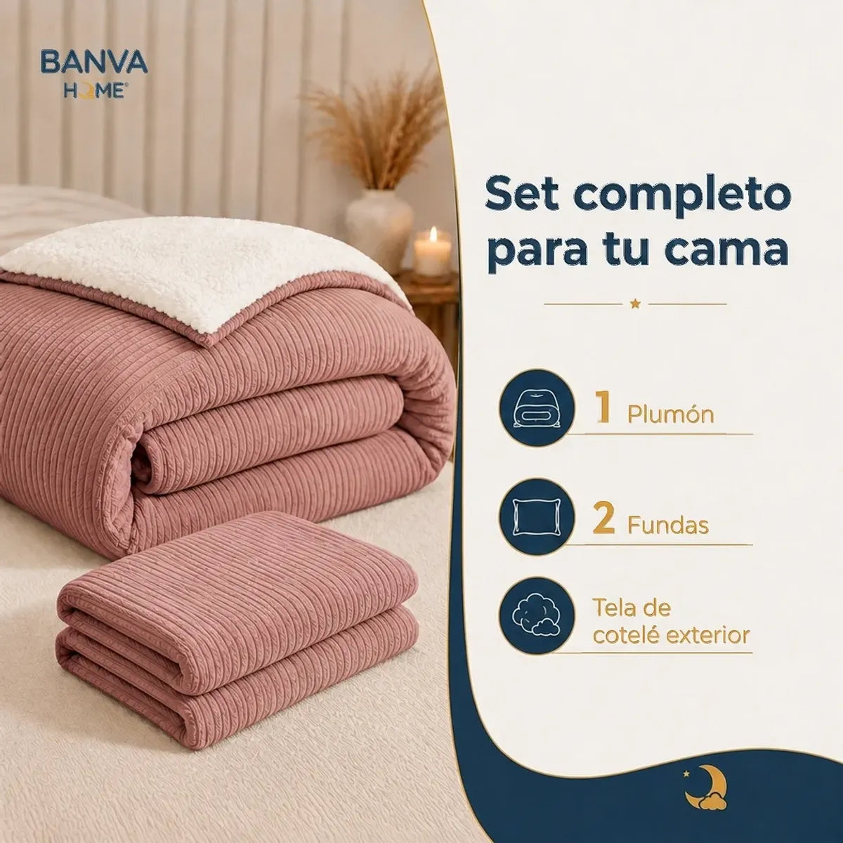 Plumón Valencia Corduroy Sherpa 2 Plazas Terracota