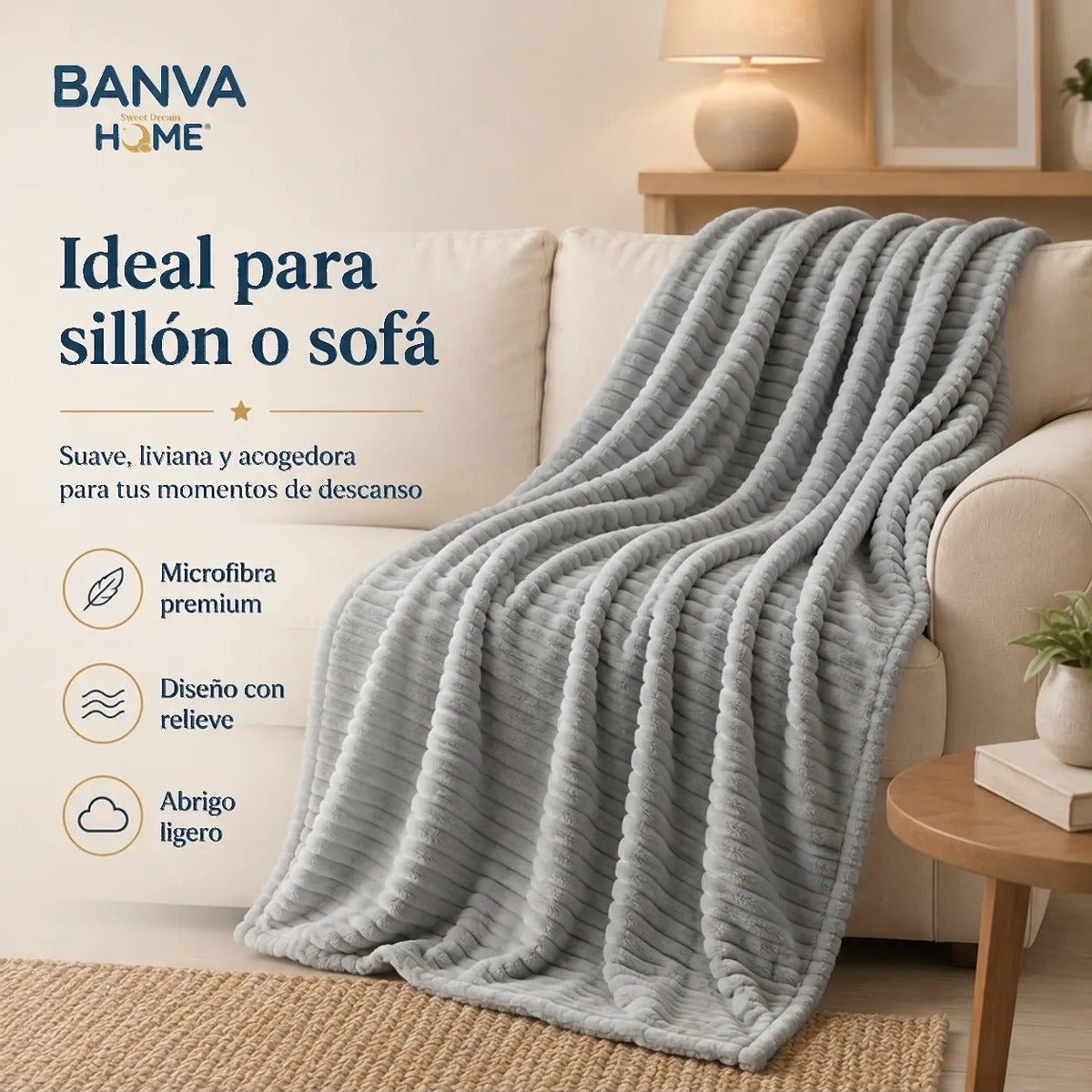 Manta Illusions Flannel Relieve Gris 150x130 500gr