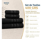 Juego 4 Toalla Illusions Negro 400gr