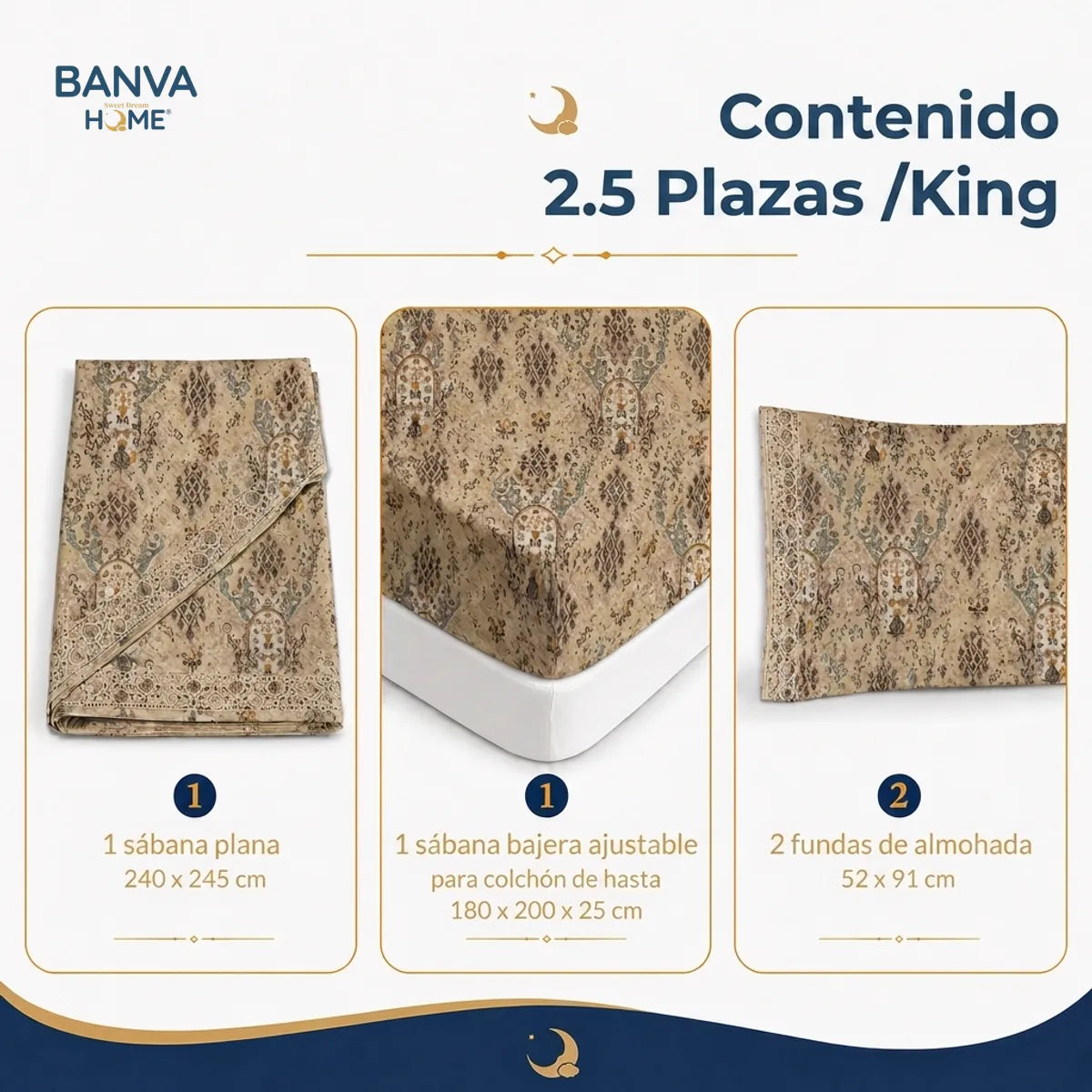 Juego Sábana Illusions 180 Hilos Tuba King