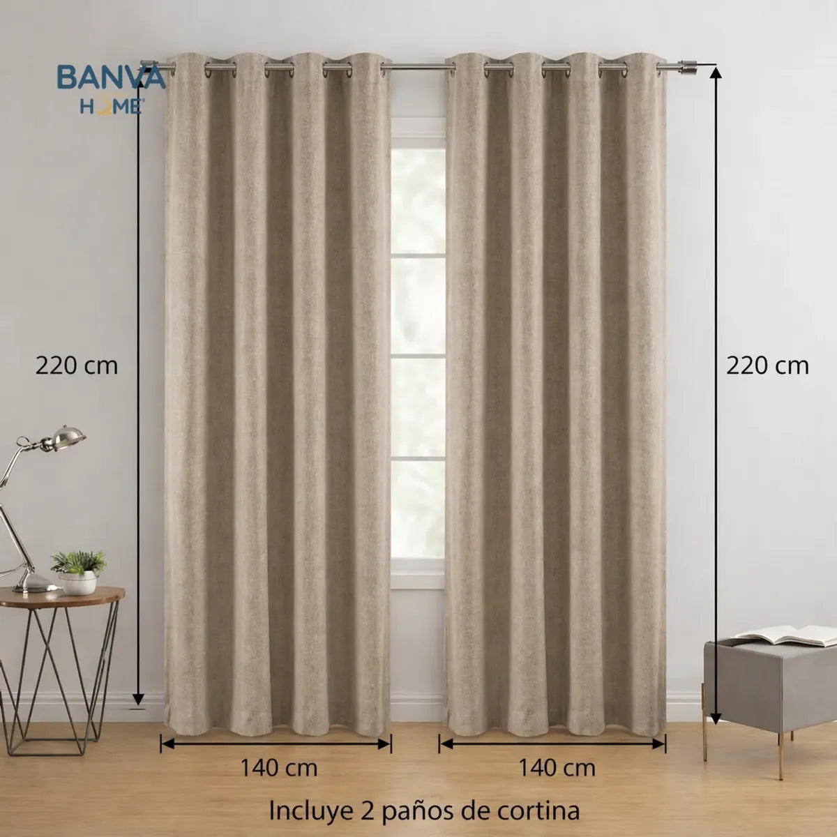 Set Cortinas Black Out Liso Moka 140x220