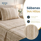 Juego Sábana Illusions 144 Hilos Liso 1.5 Plazas Loira