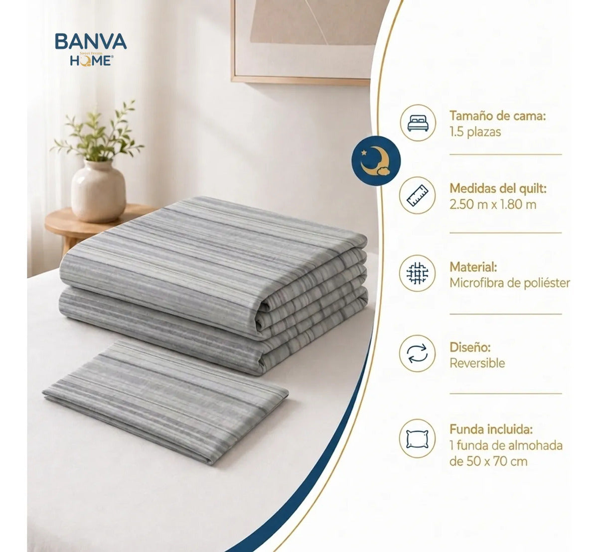 Quilt Breda 1.5 Plazas Gris
