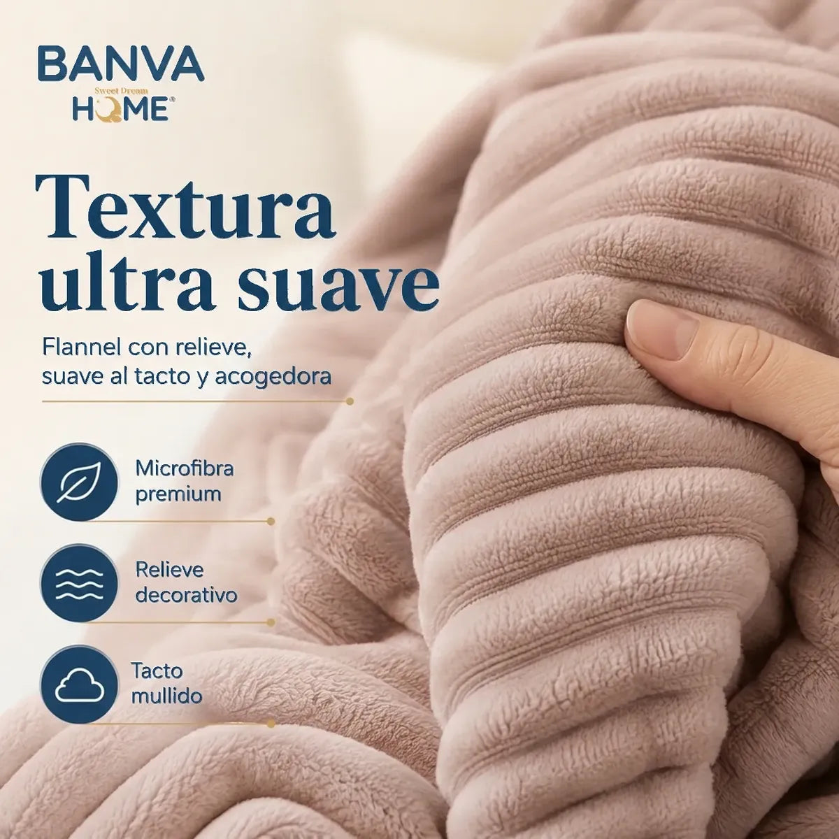 Manta Illusions Flannel Relieve Rosado 150x130 500gr
