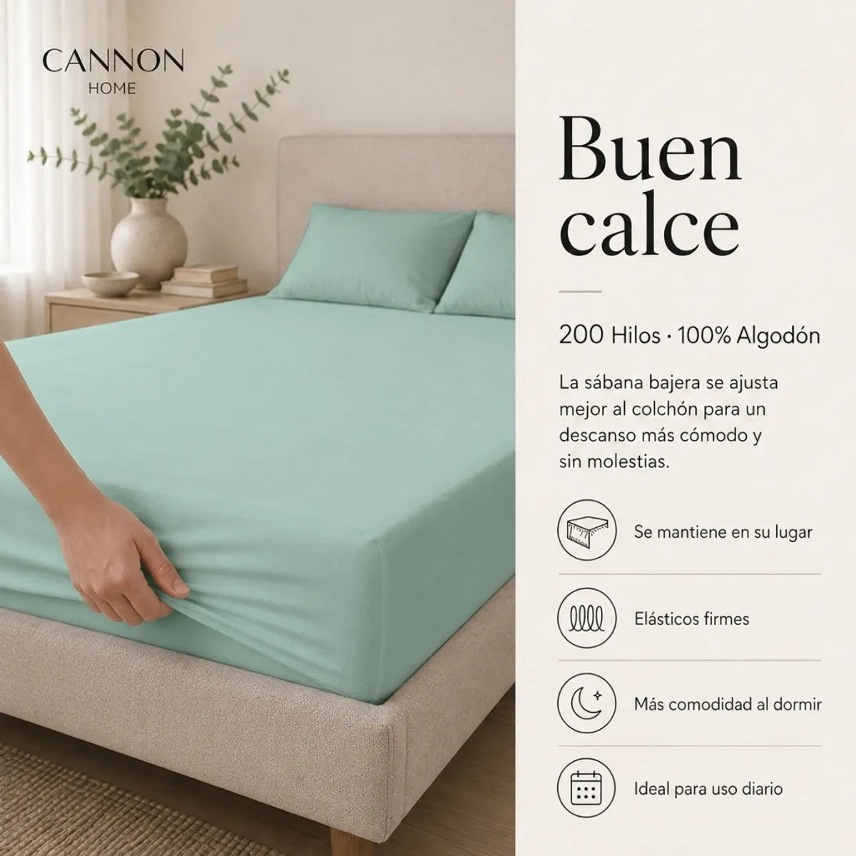 Sábana Elements & Co 200 Hilos Menta 2 Plazas