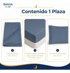 Juego Sábana Illusions 180 Hilos Broderie Liso 1 Plaza Azul Element