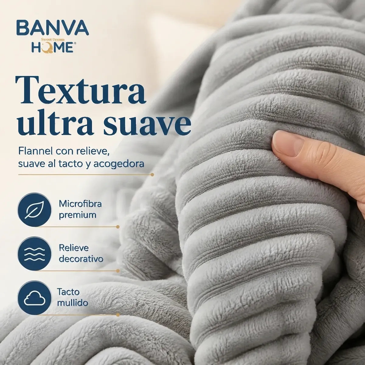 Manta Illusions Flannel Relieve Gris 150x130 500gr