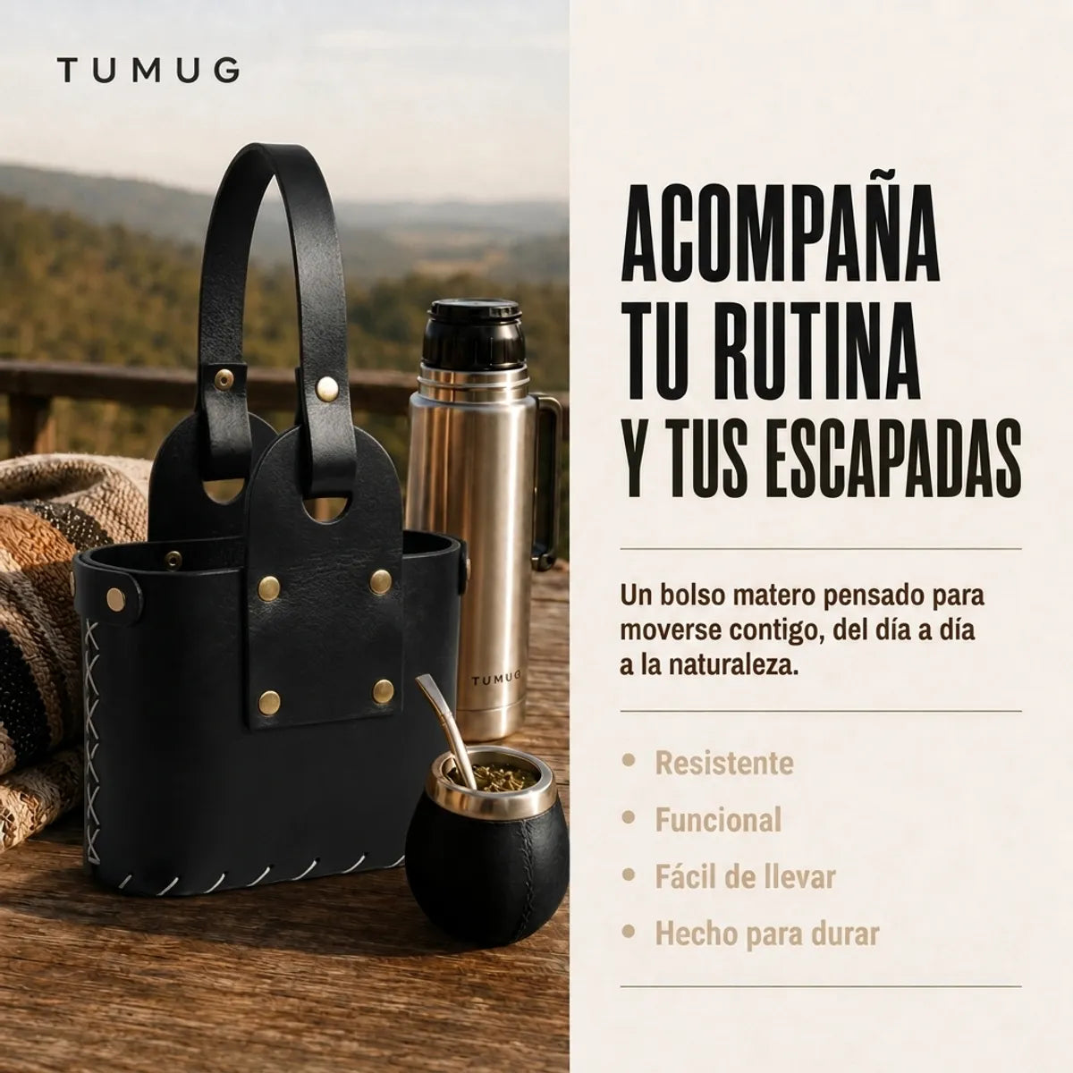 Bolso Matero Negro 2 Compartimientos Grande