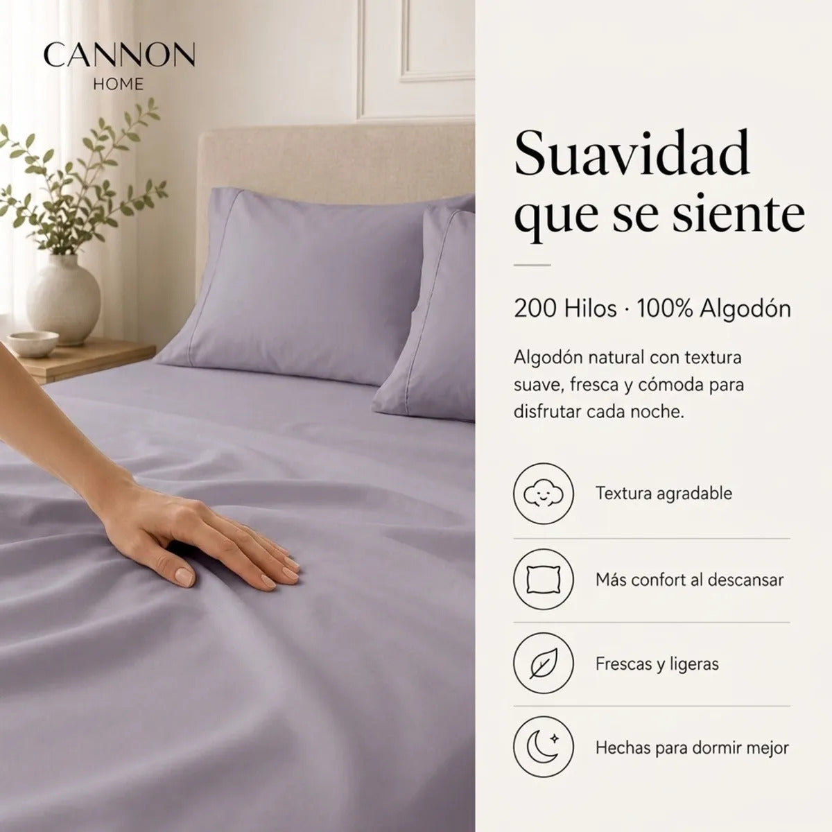 Sábana Elements & Co 200 Hilos Lila 2 Plazas