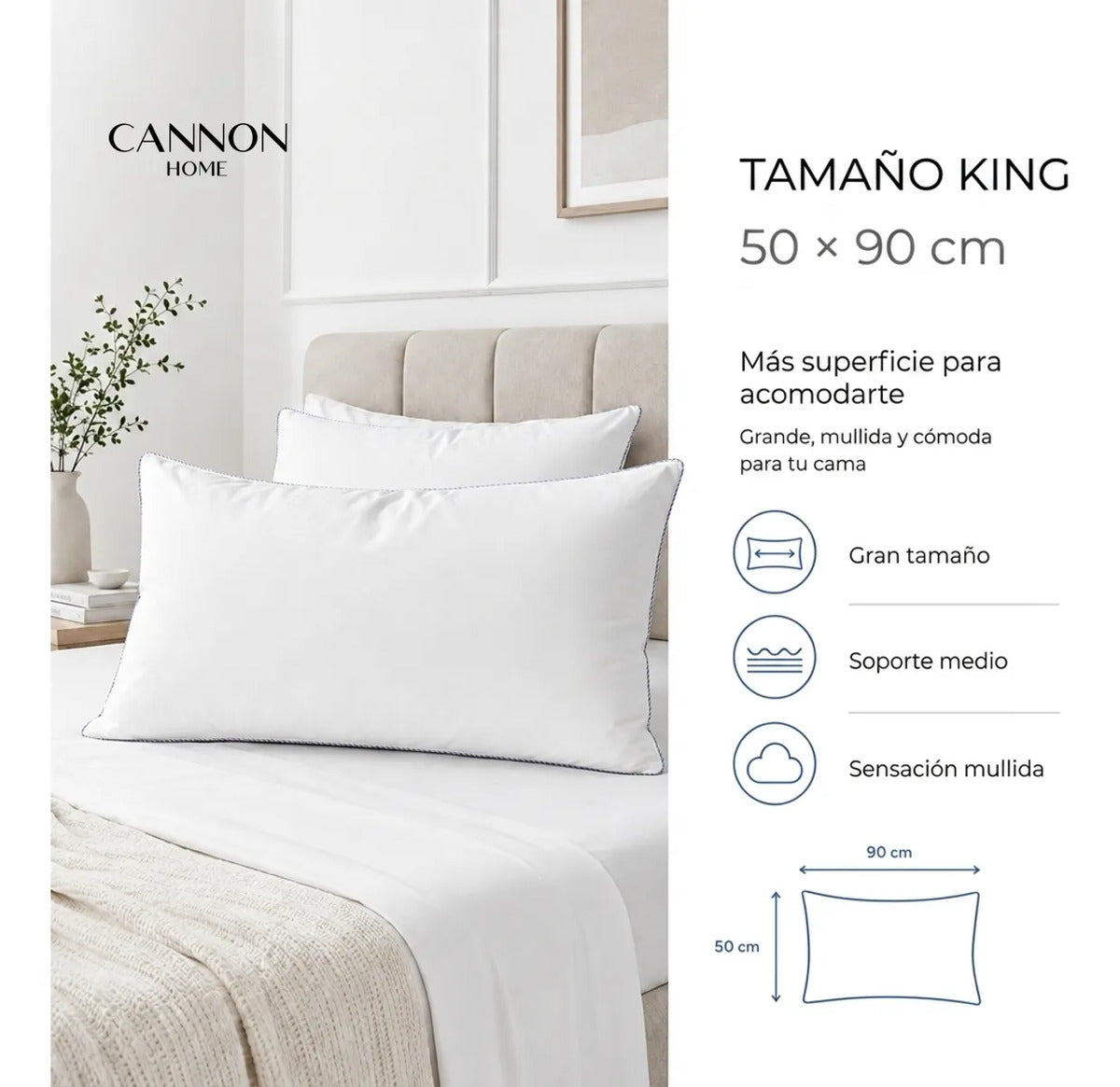Almohadas Cannon 50 X 90 Down Alternative Blanco