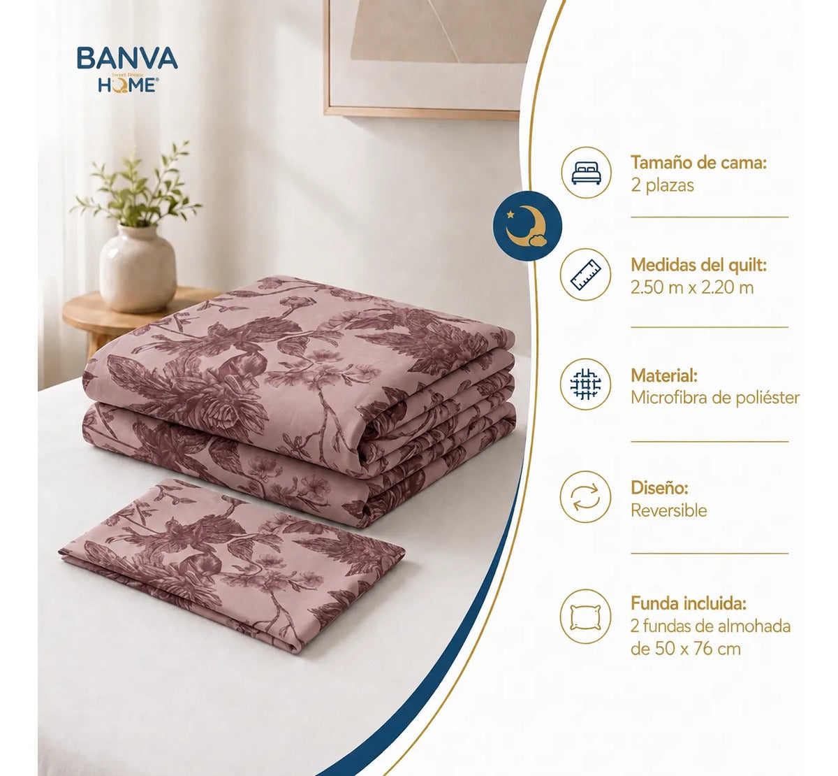 Quilt Breda 2 Plazas Rosa