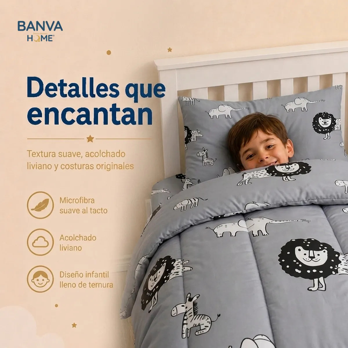 Plumón Infantil Selva Gris