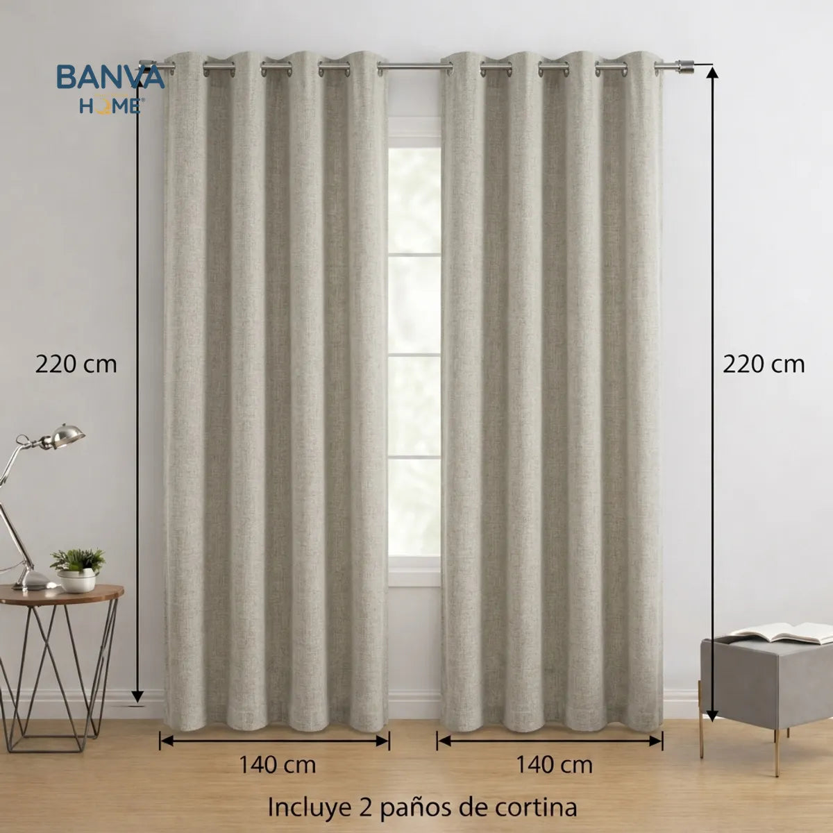 Set Cortinas Black Out Liso Perla 140x220
