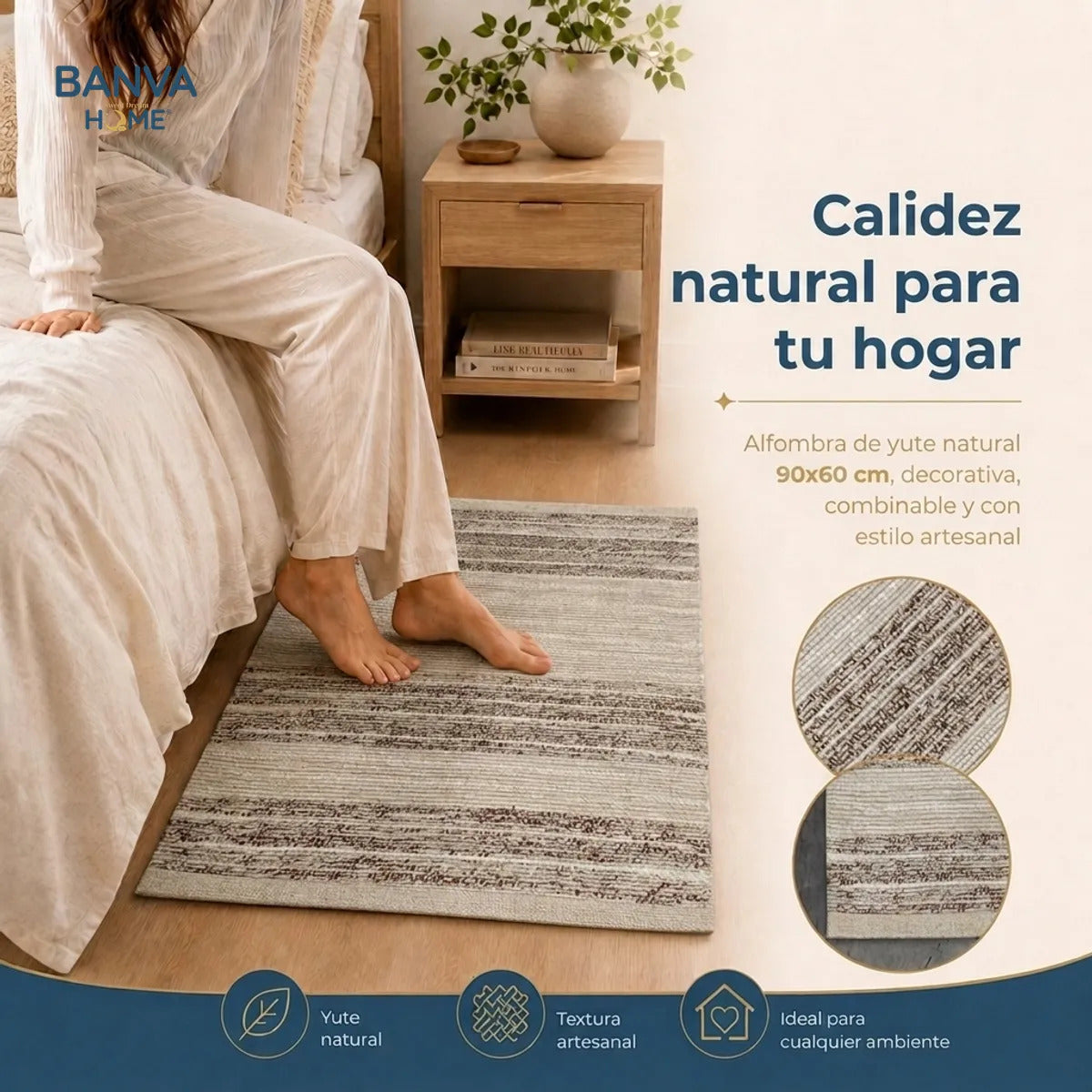 Jute Fibra Natural Ethnic Cafe 60x90