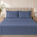 Juego Sábana Illusions 180 Hilos Broderie Liso King Azul Element