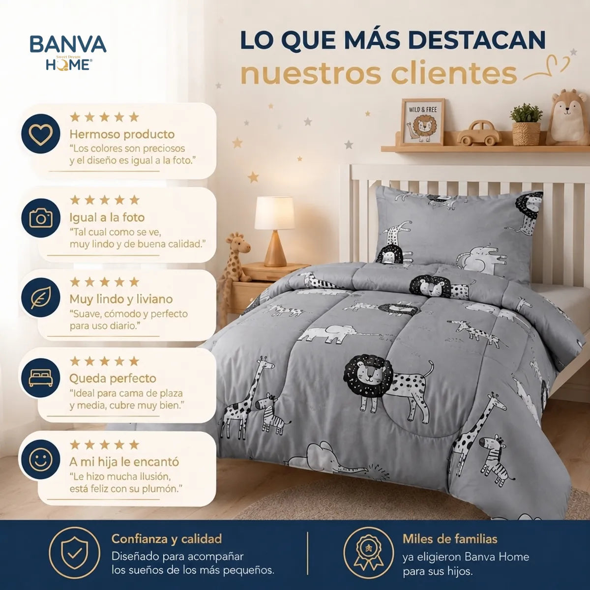 Plumón Infantil Selva Gris