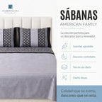 Juego Sábana American Family 144 Hilos Walnut 2 Plazas Gris