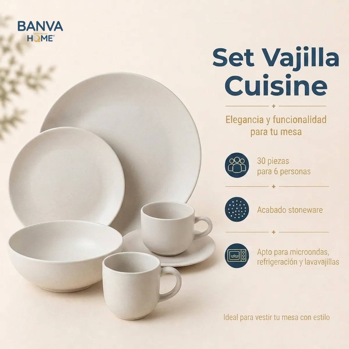 Juego Set Vajilla STW 30pzas Beige
