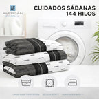 Juego Sábana American Family 144 Hilos Vias Negro 2 Plazas