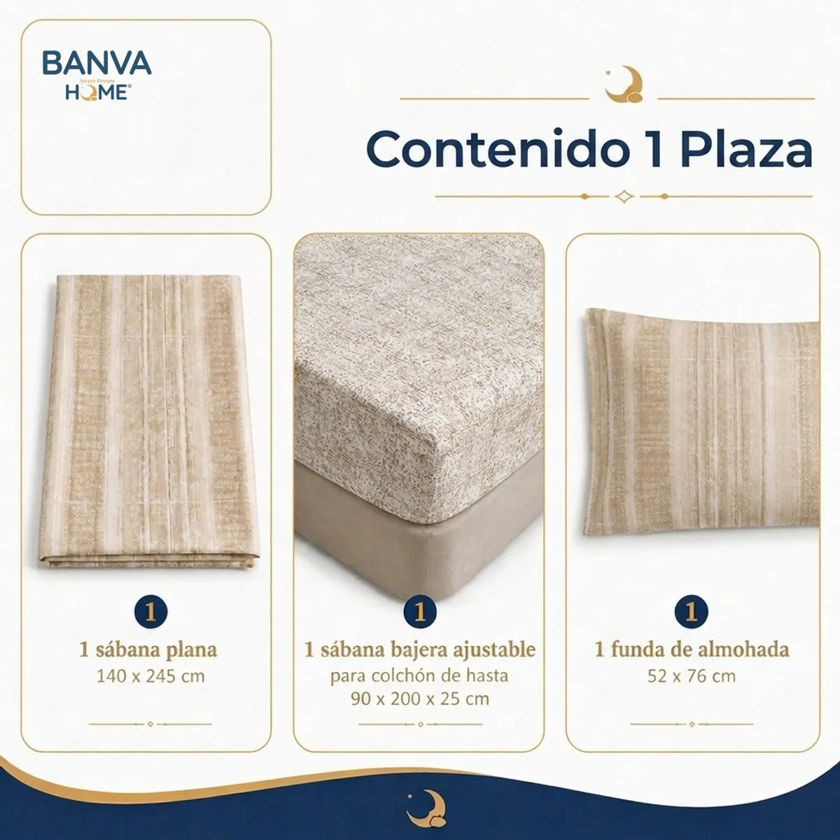 Juego Sábana Illusions 144 Hilos Liso 1 Plaza Loira