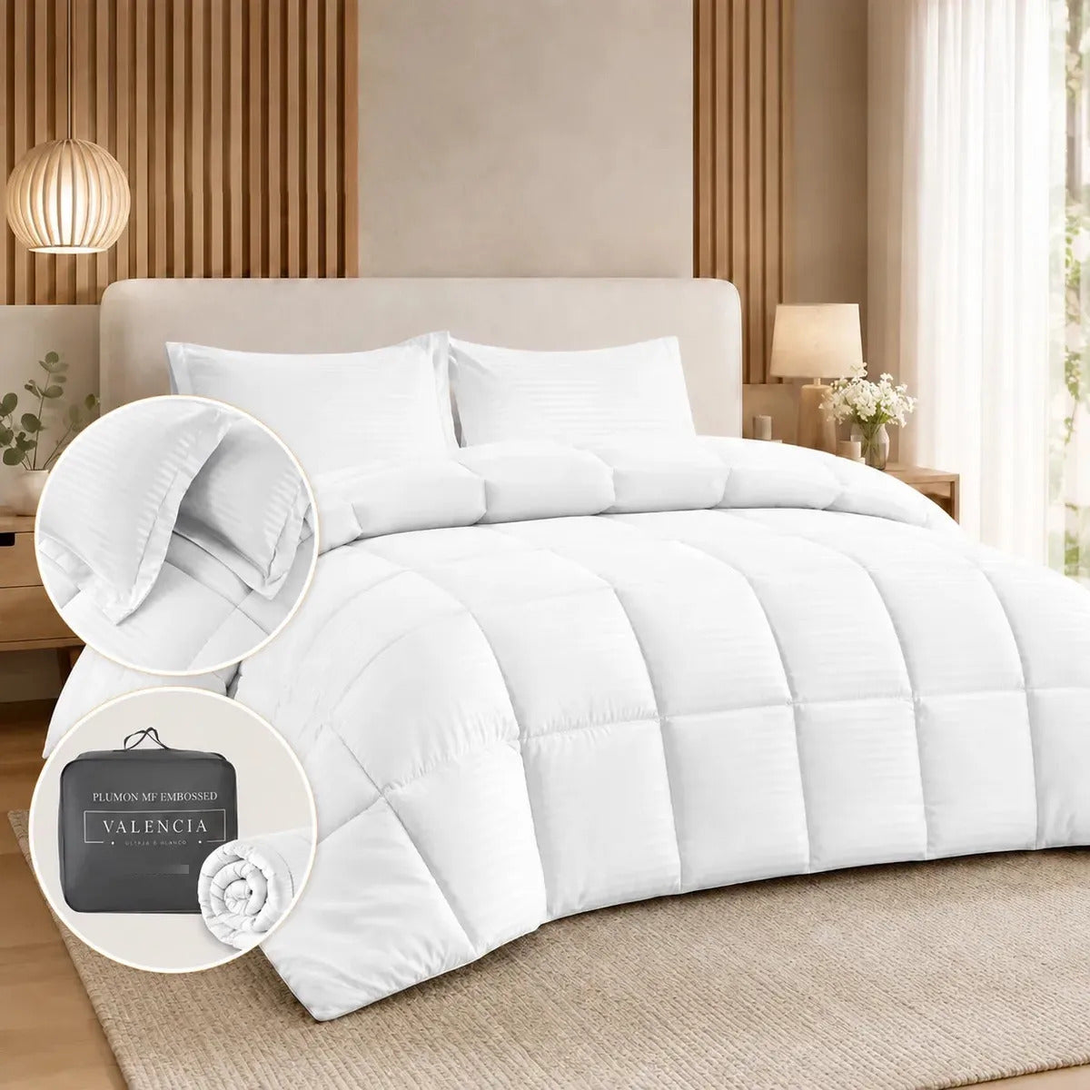Plumón Valencia Embossed Blanco 2 Plazas
