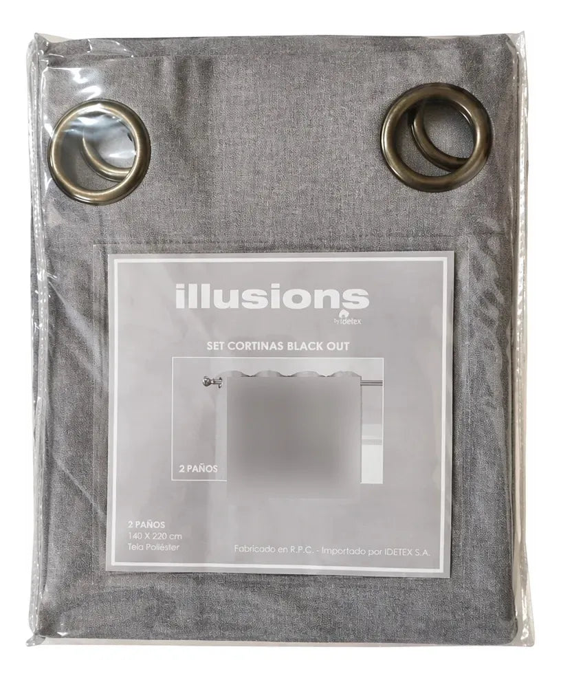 Set Cortinas Black Out Liso Gris Oscuro 140x220
