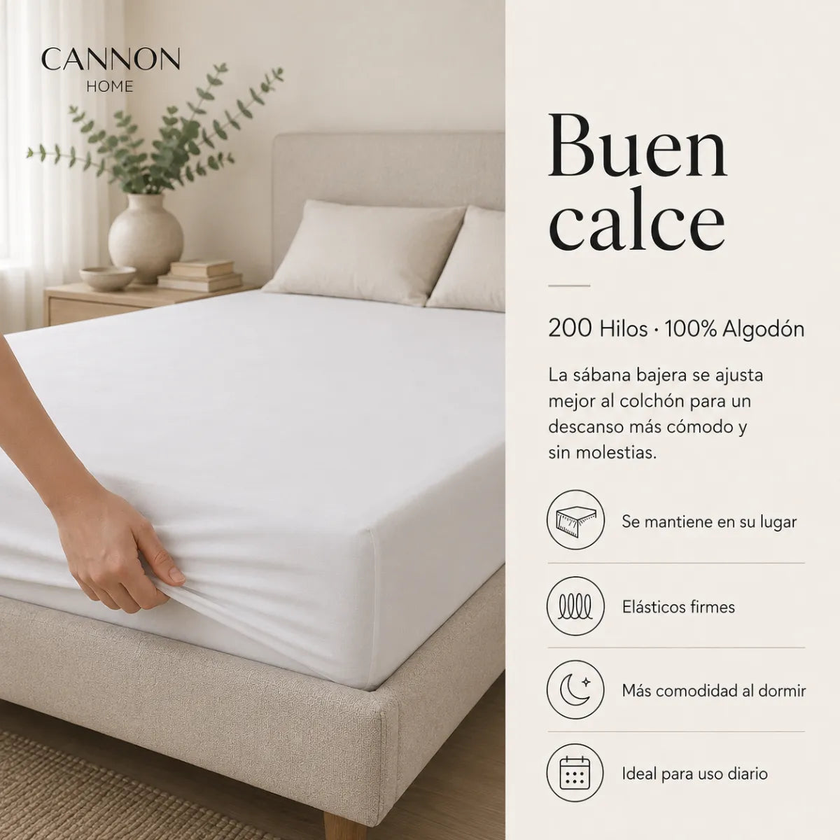 Sábana Elements & Co 200 Hilos Blanco King