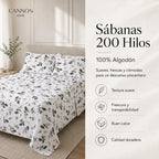 Juego Sábana Elements & Co 200 Hilos Bird 2 Plazas