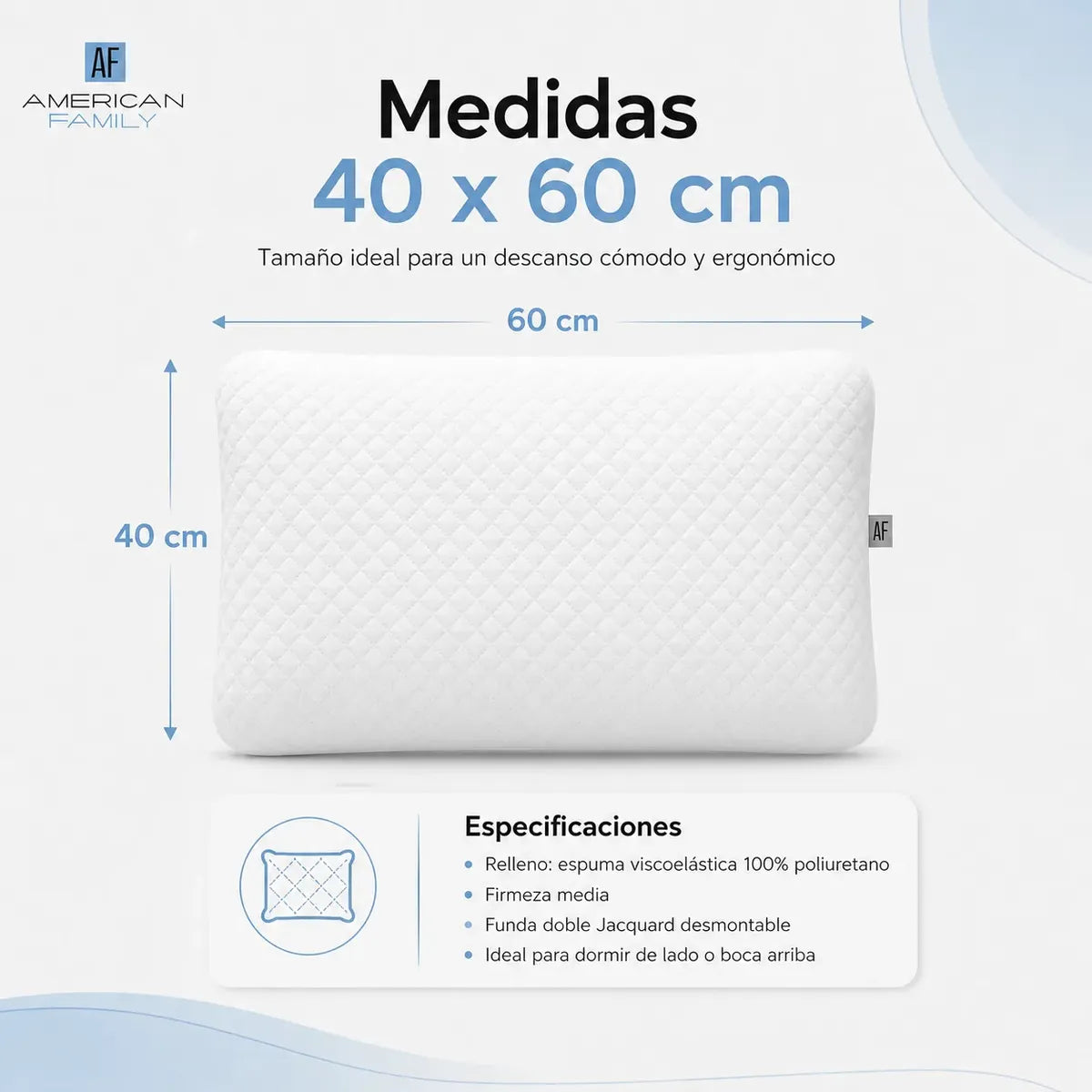 Almohada American Family Blanco 40x60