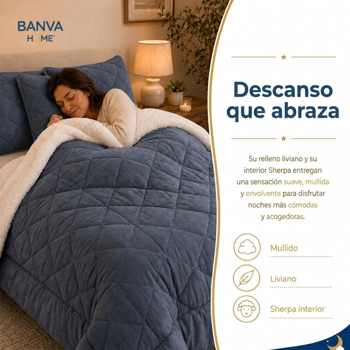 Plumón Valencia Corduroy Sherpa Súper King Azul