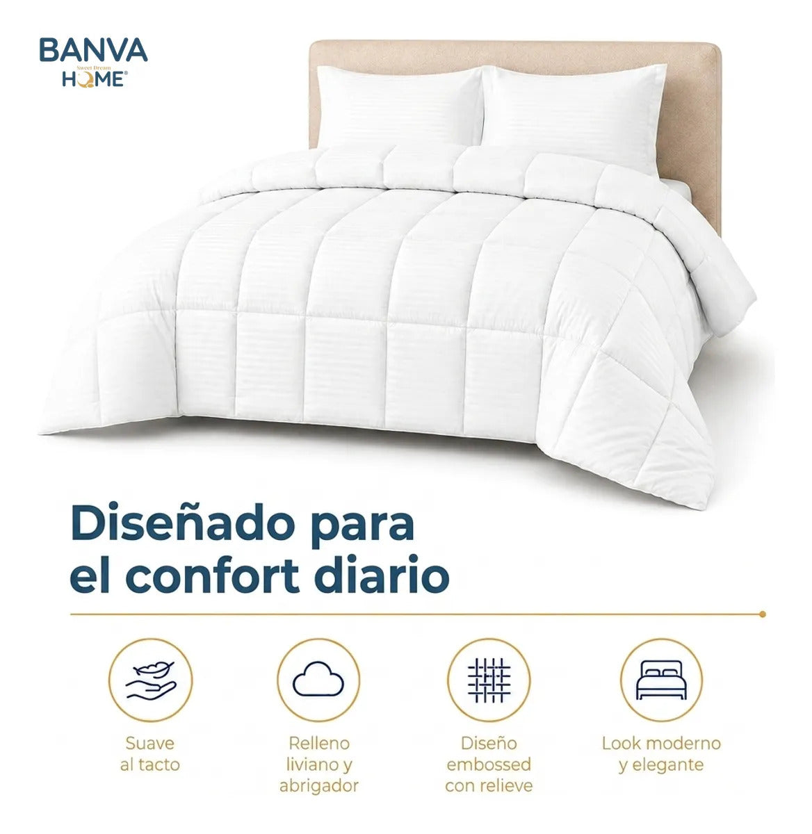 Plumón Valencia Embossed Blanco 2 Plazas