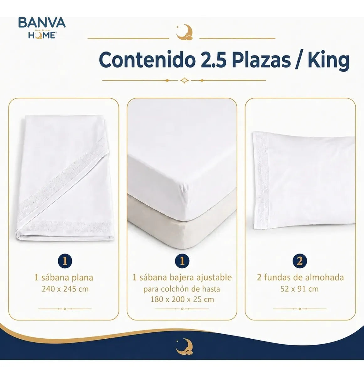 Juego Sábana Illusions 180 Hilos Broderie Liso King Blanco