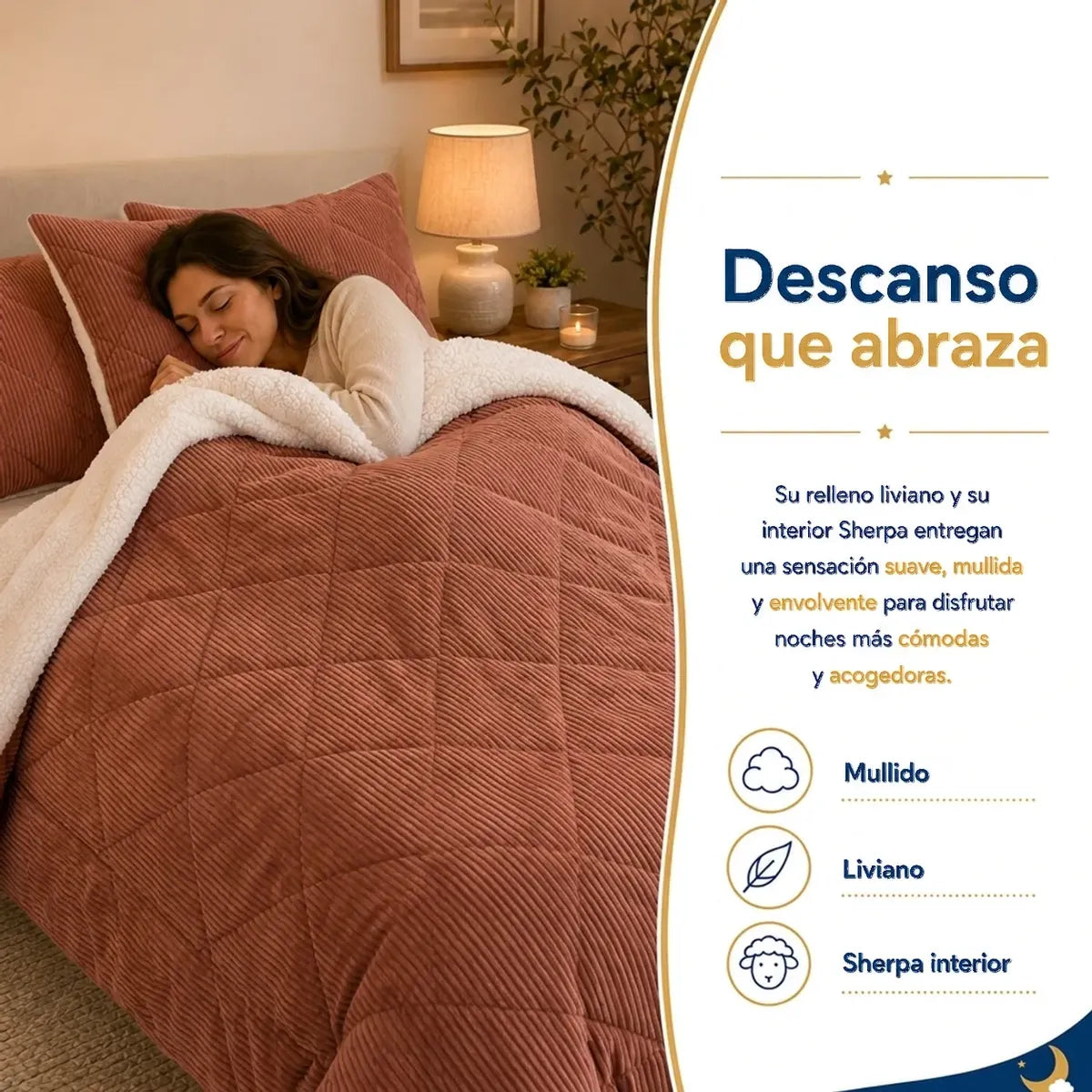 Plumón Valencia Corduroy Sherpa 2 Plazas Terracota