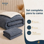 Plumón Valencia Corduroy Sherpa 1.5 Plazas Azul