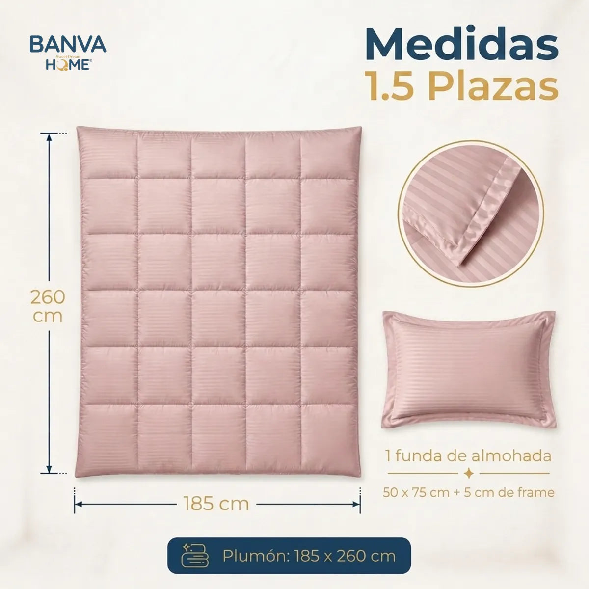 Plumón Valencia Embossed Rosa 1.5 Plazas