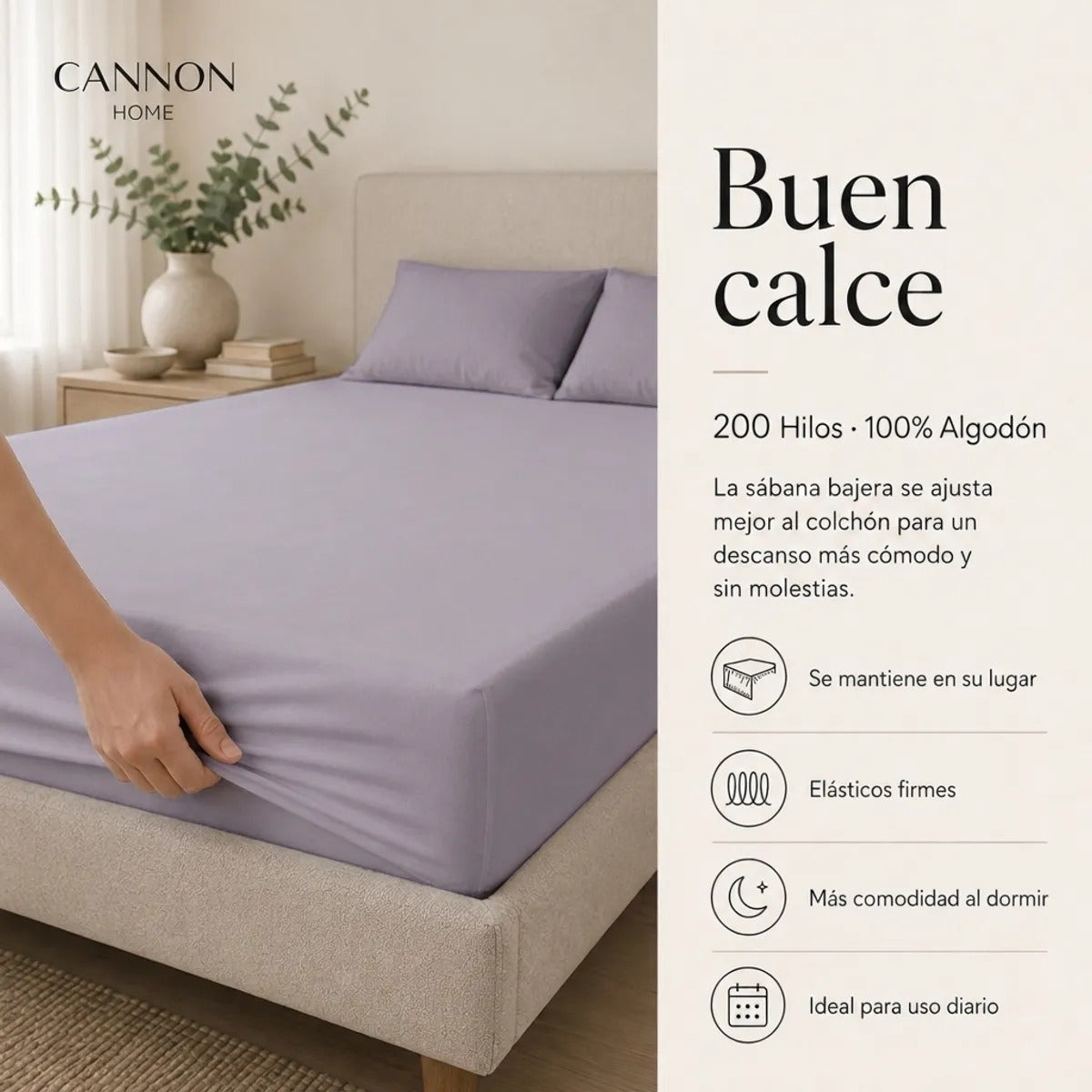 Sábana Elements & Co 200 Hilos Lila 2 Plazas