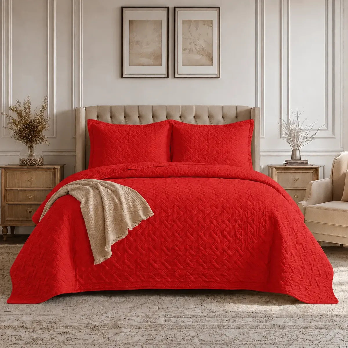 Quilt Bicolor 2 Plazas Red