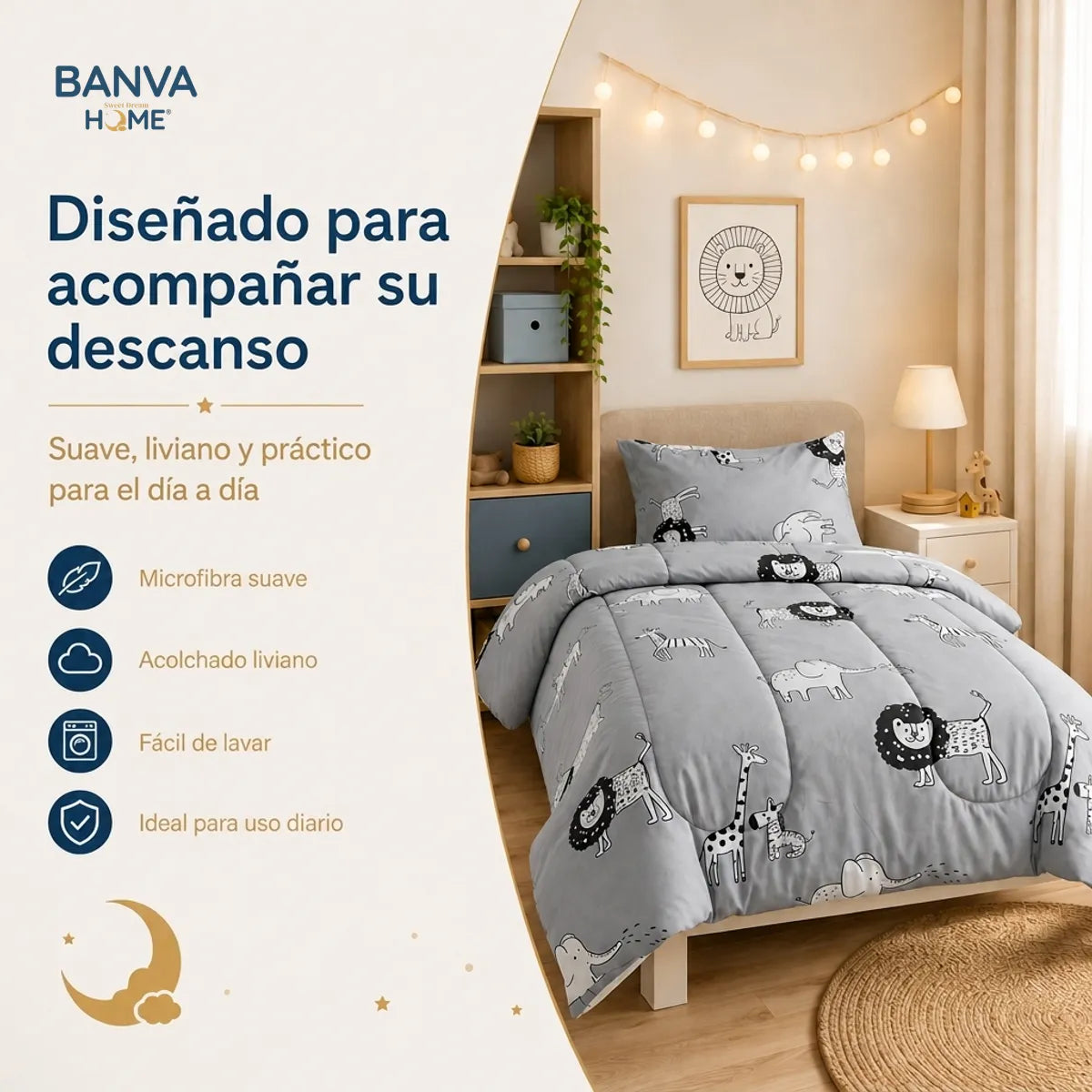 Plumón Infantil Selva Gris