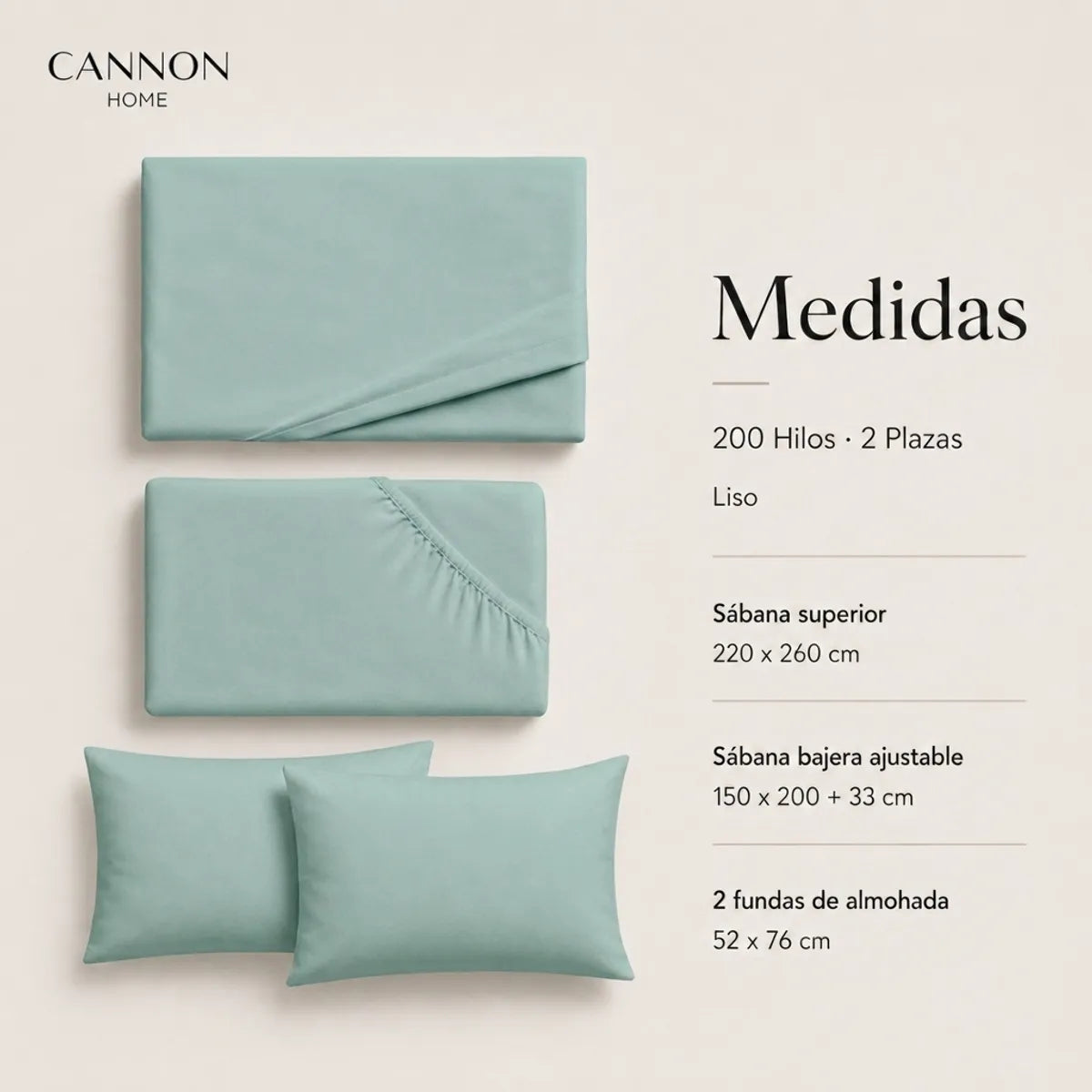 Sábana Elements & Co 200 Hilos Menta 2 Plazas